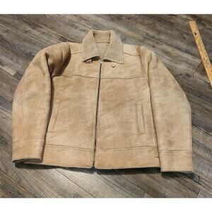 Zara Faux Suede Men’s Jacket Size XL Sherpa Lined Light Brow/Beige. #2046